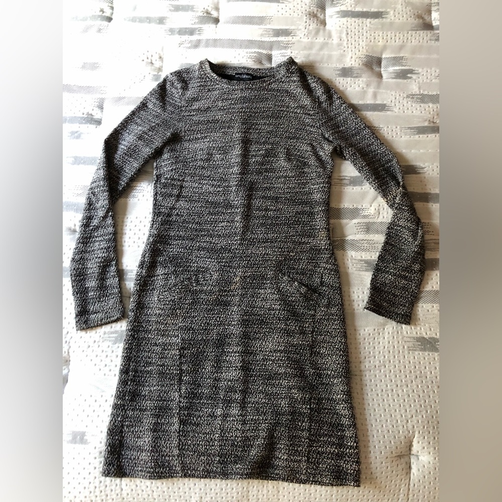 Long tall sally size 6 tweed dress sheath fitted lined gray white pattern